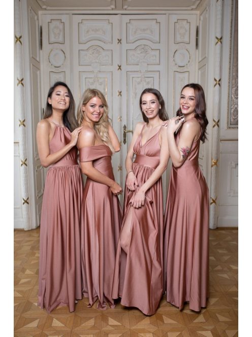 Szív kivágású maxi ruha – coffee cream 