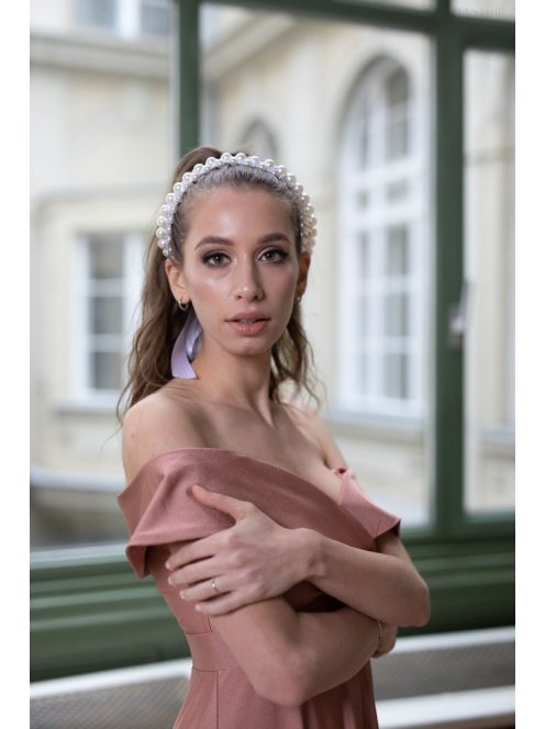 Szív kivágású maxi ruha – coffee cream 