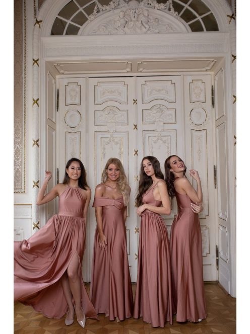 Coffee cream színű, V kivágású maxi ruha modern hercegnőknek.