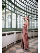 Coffee cream színű, V kivágású maxi ruha modern hercegnőknek.