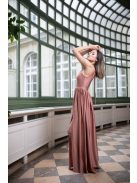 Elől-hátul zárt, ujjatlan maxi ruha – coffee cream