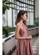 Elől-hátul zárt, ujjatlan maxi ruha – coffee cream