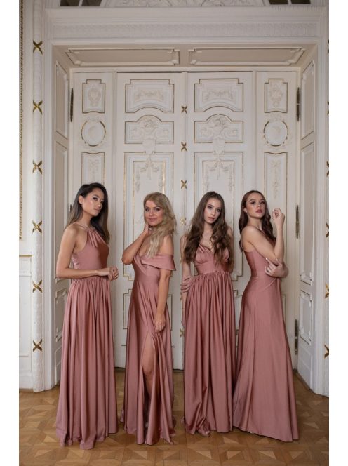 Elől-hátul zárt, ujjatlan maxi ruha – coffee cream