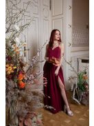 Hátnélküli muszlin ruha – bordó