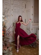 Hátnélküli muszlin ruha – bordó