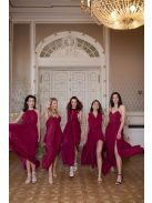 Hátnélküli muszlin ruha – bordó