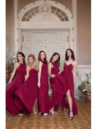 Hátnélküli muszlin ruha – bordó