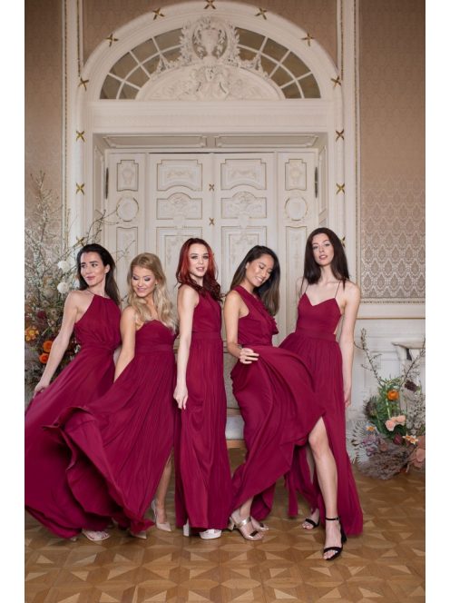 Hátnélküli muszlin ruha – bordó