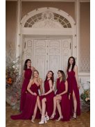 Hátnélküli muszlin ruha – bordó