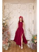 Csepp alakban kivágott maxi ruha – bordó 