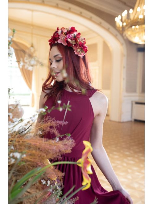 Csepp alakban kivágott maxi ruha – bordó 