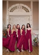 Csepp alakban kivágott maxi ruha – bordó 