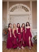 Csepp alakban kivágott maxi ruha – bordó 