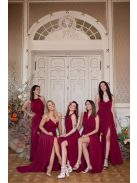 Csepp alakban kivágott maxi ruha – bordó 