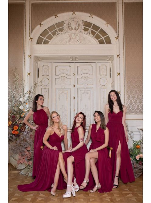 Csepp alakban kivágott maxi ruha – bordó 