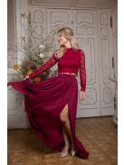 Elegáns bordó muszlin maxi szoknya ünnepélyes szettekhez. 