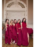 Elegáns bordó muszlin maxi szoknya ünnepélyes szettekhez. 