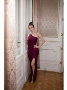 Csavart maxi ruha, bordó színben. Esküvőkre, bálokra.