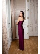 Bordó színű, alkalmi maxi ruha féloldalas felsőrésszel. 