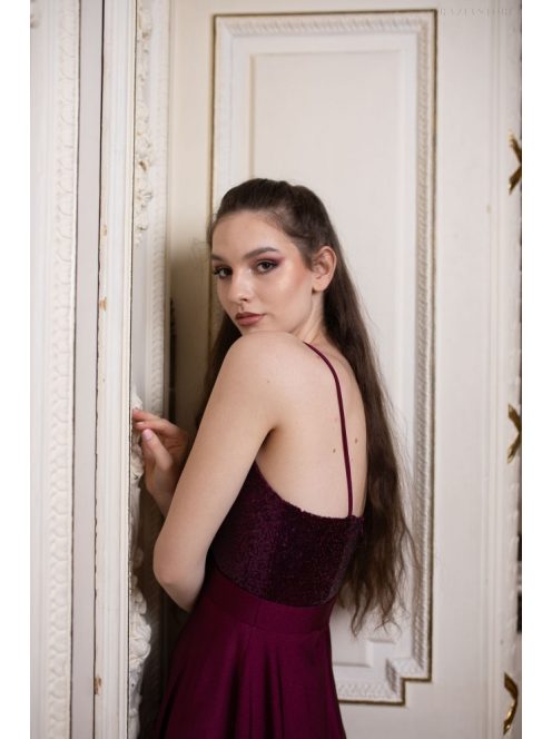 Abigél flitteres – bordó színű maxi ruha