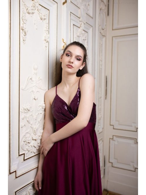 Abigél flitteres – bordó színű maxi ruha