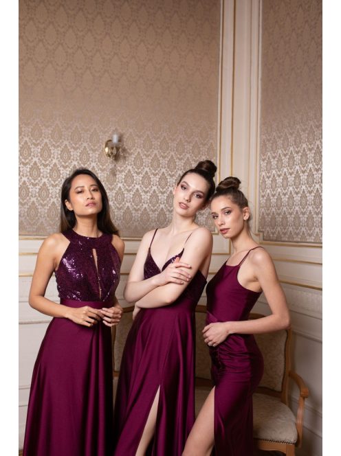 Abigél flitteres – bordó színű maxi ruha