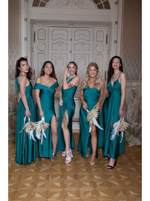 Kámzsás nyakú maxi ruha – zöld