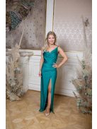 Kámzsás nyakú maxi ruha – zöld