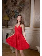 Szexisen elegáns piros csipke ruha, rövid pörgős szoknyával. 