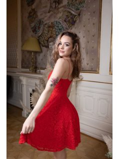 Mini csipke ruha– piros 