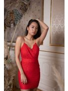 Szexisen elegáns, szűk szabású, piros csipke mini ruha.