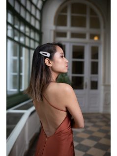 Kámzsás nyakú maxi ruha – rozsdabarna