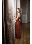 Húzott derekú ruha – rozsdabarna