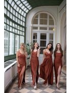 Húzott derekú ruha – rozsdabarna