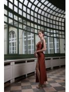 Húzott derekú ruha – rozsdabarna