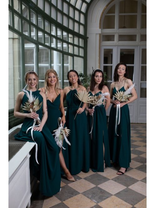 Abigél – sötétzöld muszlin maxi ruha