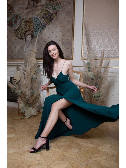  Abigél – sötétzöld muszlin maxi ruha