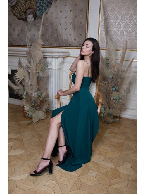 Abigél – sötétzöld muszlin maxi ruha