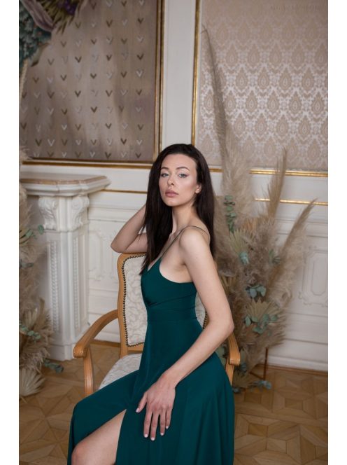  Abigél – sötétzöld muszlin maxi ruha