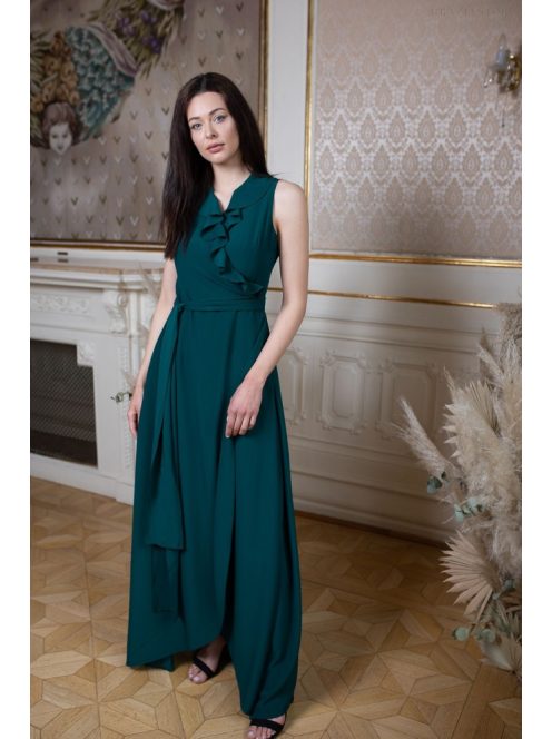 Átlapolós ruha – sötétzöld 