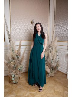 Átlapolós ruha – sötétzöld 