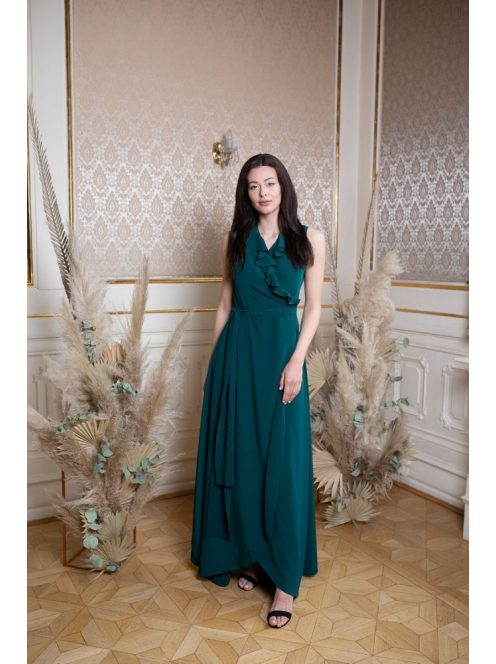 Átlapolós ruha – sötétzöld 