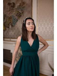 Maxi ruha átlapolt mellrésszel – sötétzöld