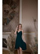 Átlapolt mini ruha – sötétzöld 