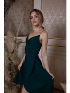 Átlapolt mini ruha – sötétzöld 