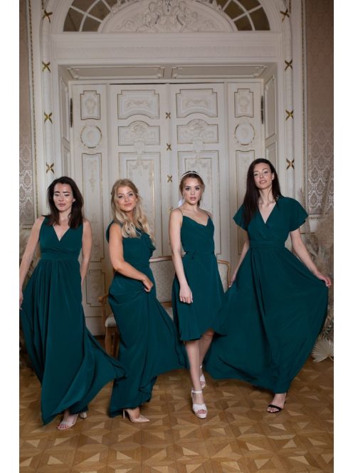 Átlapolt mini ruha – sötétzöld 