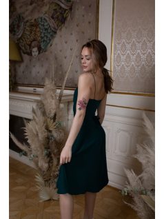 Átlapolt mini ruha – sötétzöld 