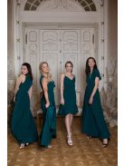 Átlapolt mini ruha – sötétzöld 