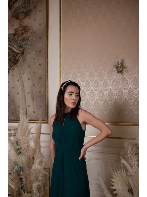 Csepp alakban kivágott maxi ruha – sötétzöld