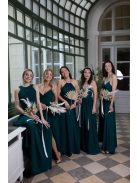 Csepp alakban kivágott maxi ruha – sötétzöld